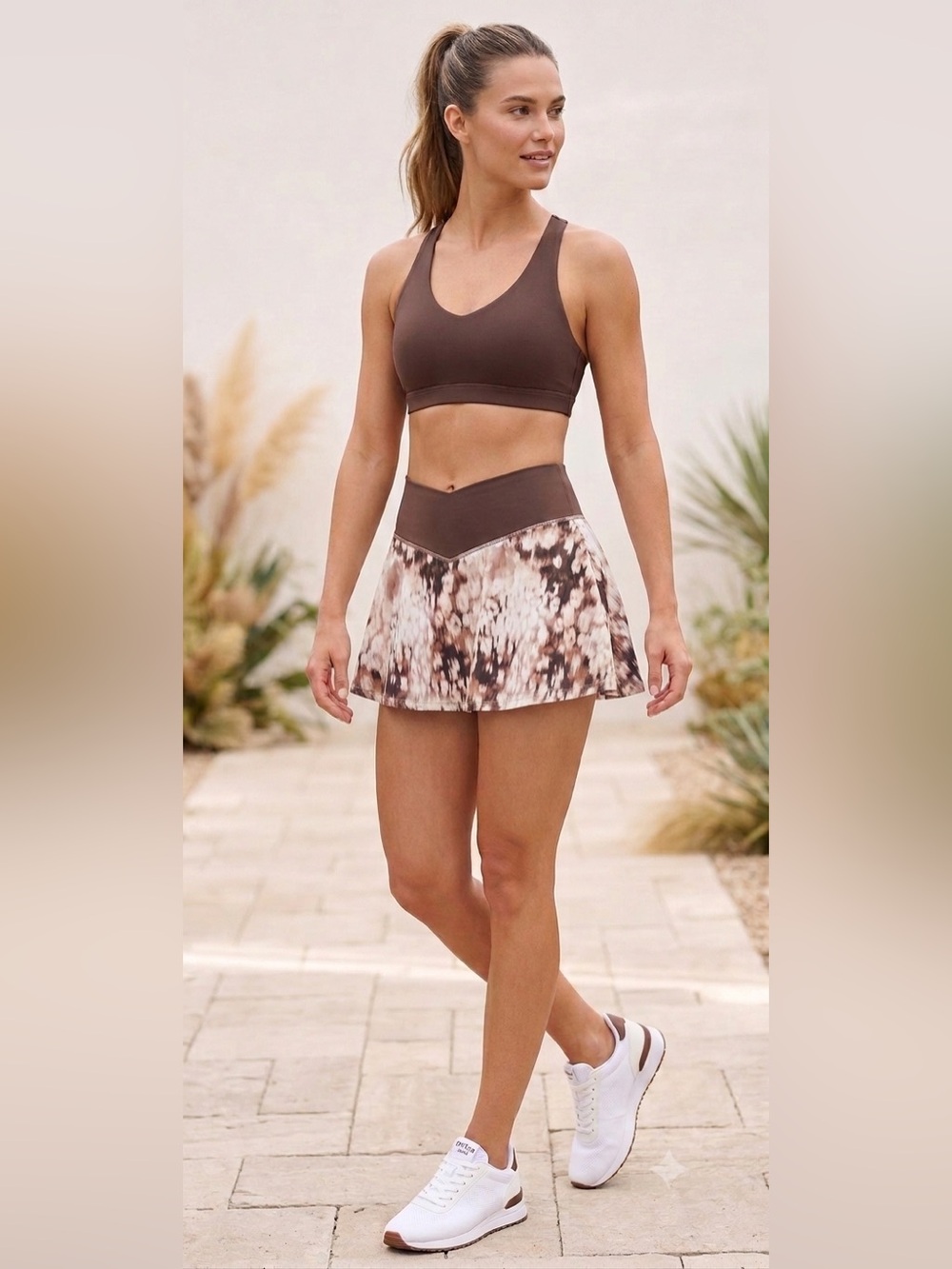 Offline by Aerie Brown Patterned Flared Skort - Soft Waistband Size S
